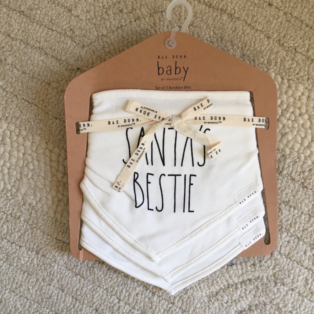 NWT Rae Dunn baby handkerchief bibs snap closure
